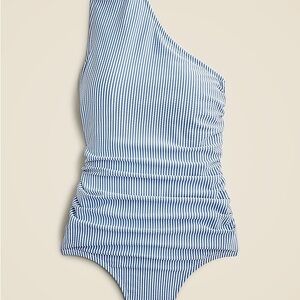 J Crew Striped One-Shoulder Swimsuit